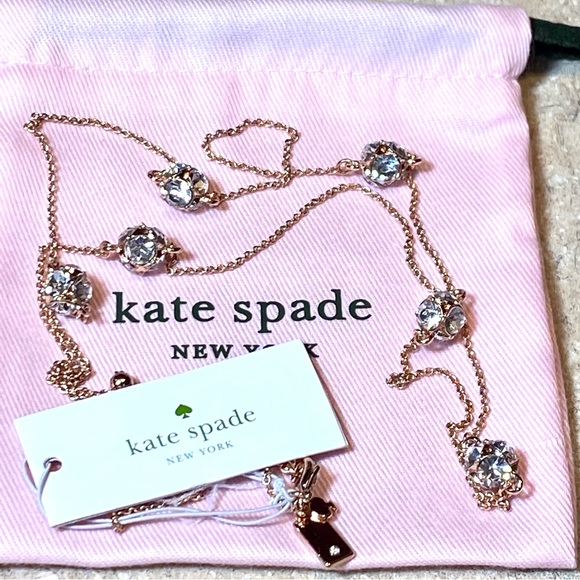 KATE SPADE NEW YORK LADY MARMALADE GOLD RHINESTONE SCATTER STATION NECKLACE - Picture 10 of 15